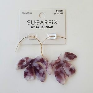 SugarFix by BaubleBar Purple and White Dangle Palm Tree Style Earrings NWT